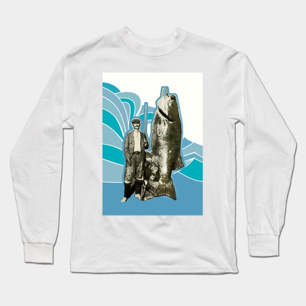 Fisherman with big fish Long Sleeve T-Shirt by Marccelus